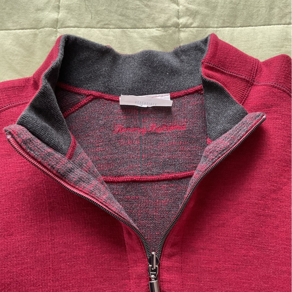 Tommy Bahama Charcoal and Berry Reversible Knit Pullover